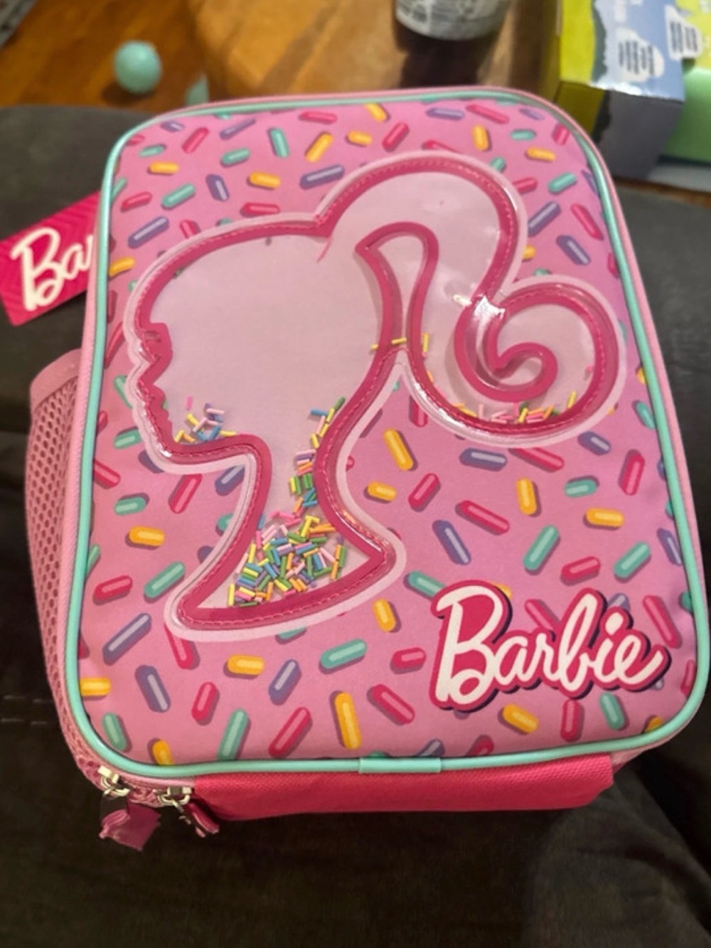 Barbie Pink Sprinkle Lunch Bag with Teal Trim